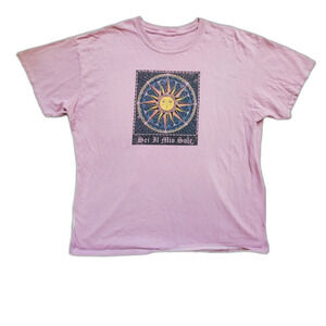 Full Tilt Shirt Women Large Happy Sun Boho Hippy Granola Short Sleeve Purple